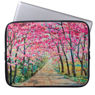 Malerei Aquarelllandschaft Rosa Farbe Tunne Laptopschutzhülle