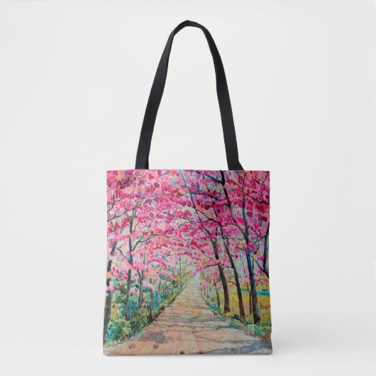 Malerei Aquarelllandschaft Rosa Farbe Tunne Tasche (Vorderseite)