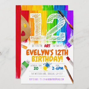 Malerei, Art Birthday Party - 12 Einladung