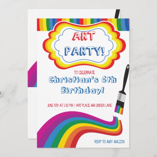 Malerei Art Geburtstagsparty Einladung (Vorne/Hinten)