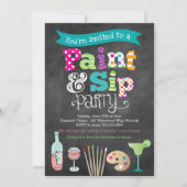 Malerei Art Party Chalkboard Stil Einladung (Vorderseite)
