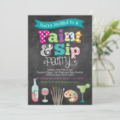 Malerei Art Party Chalkboard Stil Einladung (Stehend Vorderseite)