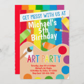 Malerei Art Party Geburtstag Einladung (Vorne/Hinten)