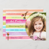 Malerei Art Party Geburtstagseinladung Rainbow Einladung (Vorne/Hinten)