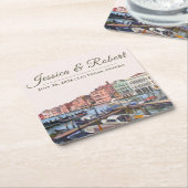 Malerei auf dem Canale Grande, Venedig, Italien Rechteckiger Pappuntersetzer (angewinkelt)