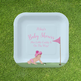 Malerei auf Golf Baby Girl Sweet Caddy Baby Dusche Pappteller