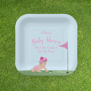 Malerei auf Golf Baby Girl Sweet Caddy Baby Dusche Pappteller