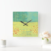 Malerei auf Wiesen Quadratische Wanduhr (Zuhause)
