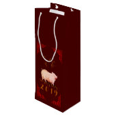 Malerei Bambus Chinesischer Rahmen Schweinejahr 20 Geschenktüte Für Weinflaschen (Rückseite Schrägansicht)