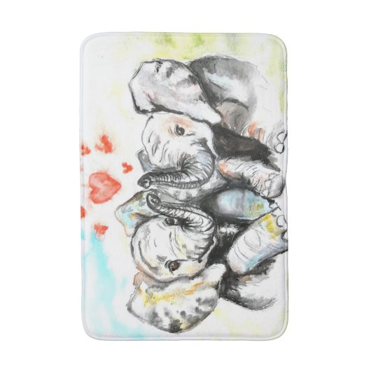 Malerei Bath Mat Elephant Familie Badematte (Vorderseite Vertikal)