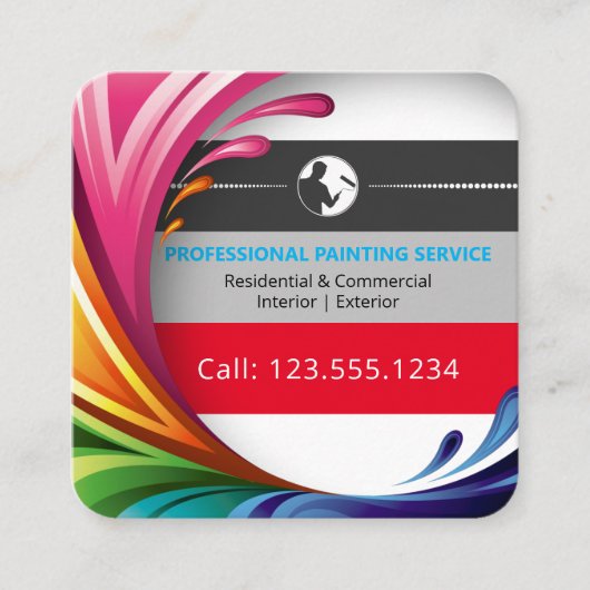 Malerei | Beruflich farbig Quadratische Visitenkarte (Vorderseite)