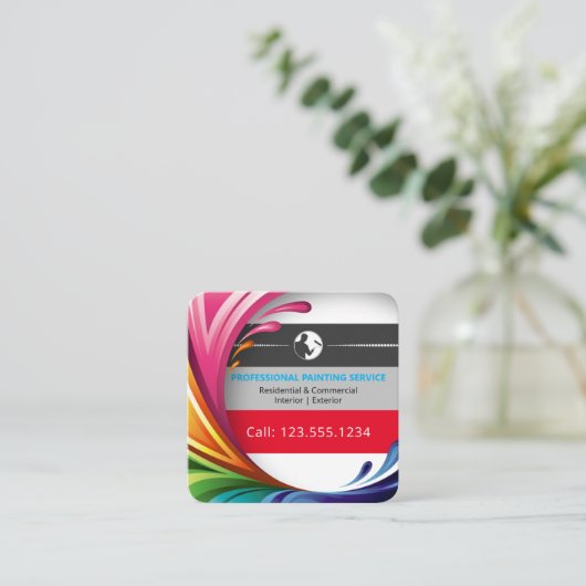 Malerei | Beruflich farbig Quadratische Visitenkarte (Stehend Vorderseite)