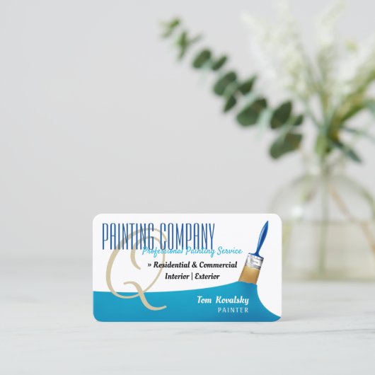 Malerei | Beruflich Sky Blue Business Visitenkarte (Stehend Vorderseite)