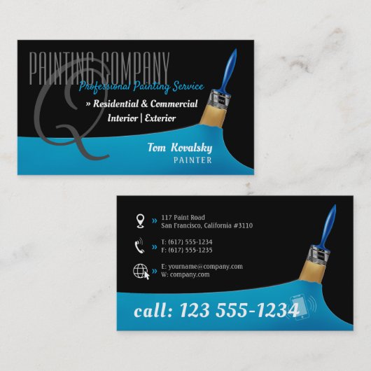Malerei | Beruflich Sky Blue Visitenkarte (Vorne/Hinten)