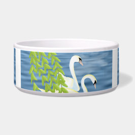 Malerei Blau und Grün Paar Schwäne auf dem See Napf