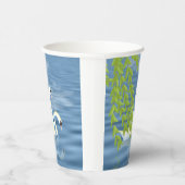 Malerei Blau und Grün Paar Schwäne auf dem See Pappbecher (Rechts)