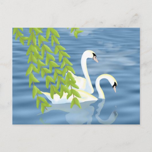 Malerei Blau und Grün Paar Schwäne auf dem See Postkarte (Vorderseite)
