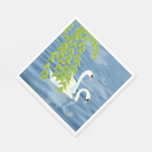 Malerei Blau und Grün Paar Schwäne auf dem See Serviette (Ecke)