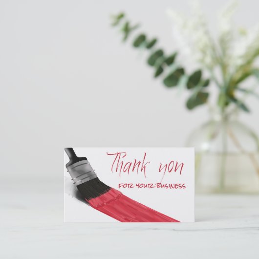 Malerei-Bürsten-rote Farbe - danke zu kardieren Visitenkarte (Stehend Vorderseite)