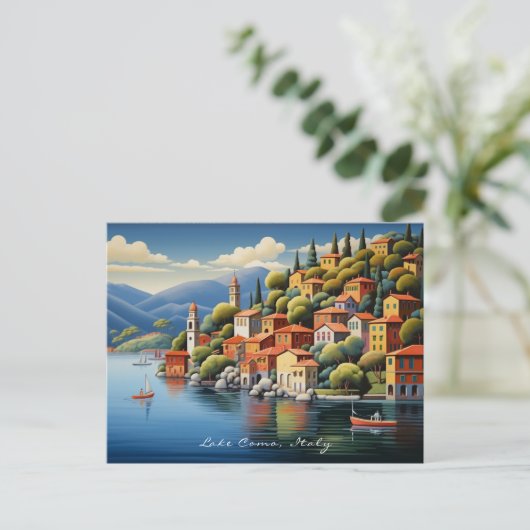 Malerei Comer See Landschaft Italien Reisen | Art Postkarte (Stehend Vorderseite)