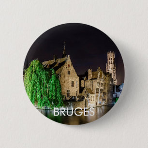 Malerei der Brügger Altstadt und des Belfry-Turms Button