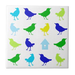 Malerei der farbigen Vögel durch Chariklia Zarris Fliese