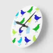 Malerei der farbigen Vögel durch Chariklia Zarris Runde Wanduhr (Winkel)