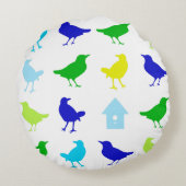Malerei der farbigen Vögel durch Chariklia Zarris Rundes Kissen (Rückseite)