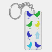 Malerei der farbigen Vögel durch Chariklia Zarris Schlüsselanhänger (Vorderseite links)