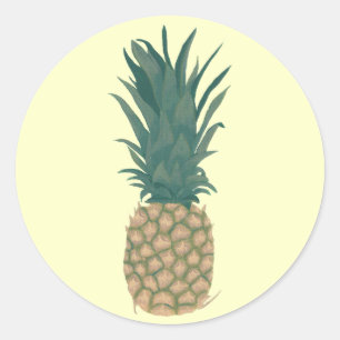 Malerei der frischen Ananas durch CherylsArt Runder Aufkleber