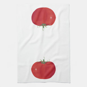 Malerei der ganzen reifen roten Tomate mit Blätte Geschirrtuch