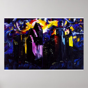 Malerei der Houston-Skyline Poster