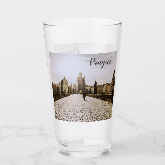 Malerei der Karlsbrücke in Prag bei Sonnenaufgang Glas (Vorderseite)