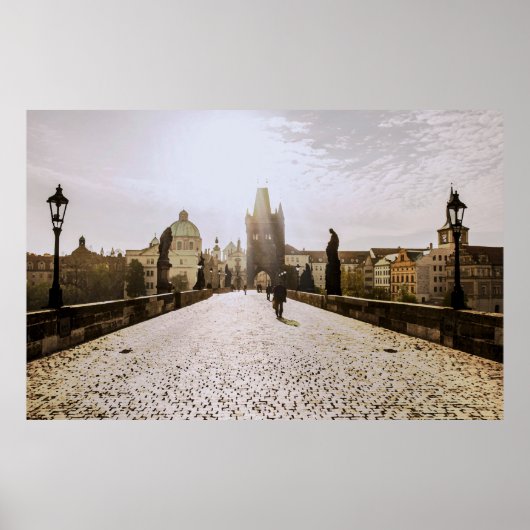 Malerei der Karlsbrücke in Prag bei Sonnenaufgang Poster (Vorne)