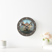 Malerei der Mission Santa Barbara, CA Runde Wanduhr (Zuhause)