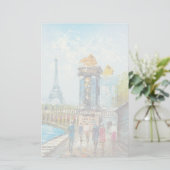 Malerei der Paris-Eiffelturm-Szene Briefpapier (Stehend Vorderseite)