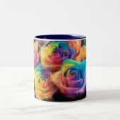 Malerei der Regenbogen-Rosen-Tasse Zweifarbige Tasse (Mittel)