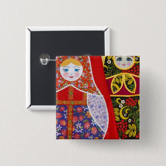 Malerei der russischen Matryoshka-Puppe Button (Vorne & Hinten)
