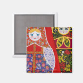 Malerei der russischen Matryoshka-Puppe Magnet (Vorderseite/Rückseite)