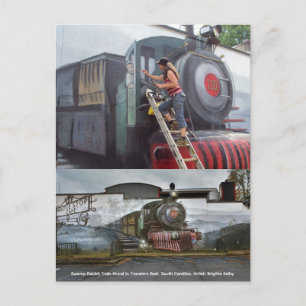 Malerei der Swamp Rabbit Train Mural Postkarte