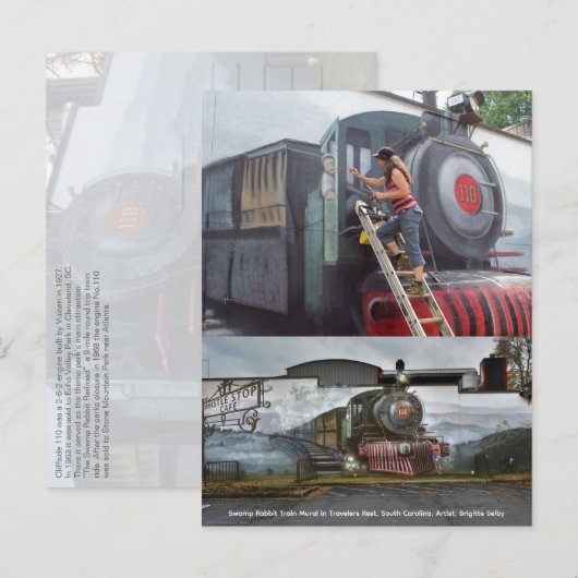 Malerei der Swamp Rabbit Train Mural Postkarte (Vorne/Hinten)