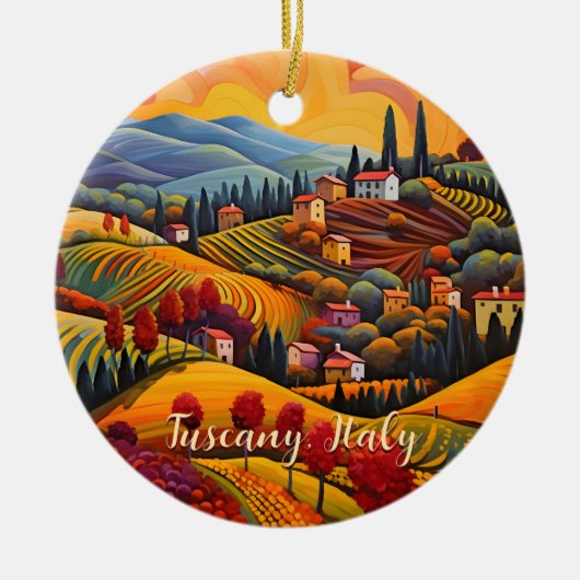 Malerei der Toskana im Herbst | Italien | Art der  Keramik Ornament (Vorne)