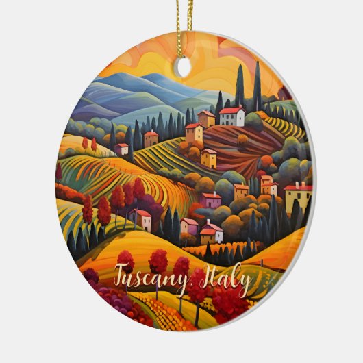 Malerei der Toskana im Herbst | Italien | Art der  Keramik Ornament (Links)