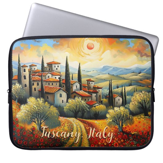 Malerei der Toskana im Herbst | Italien | Art der  Laptopschutzhülle (Vorderseite)