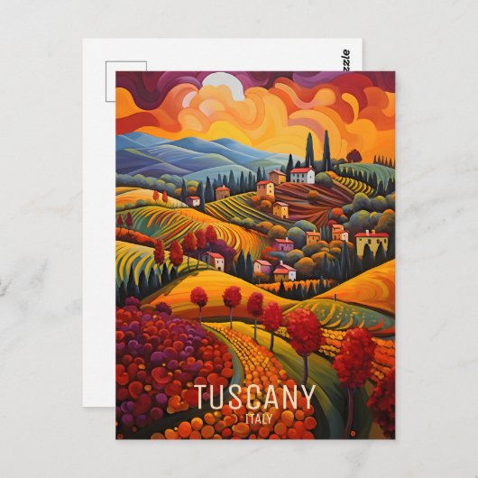 Malerei der Toskana im Herbst | Italien Reise | Ar Postkarte (Vorne/Hinten)