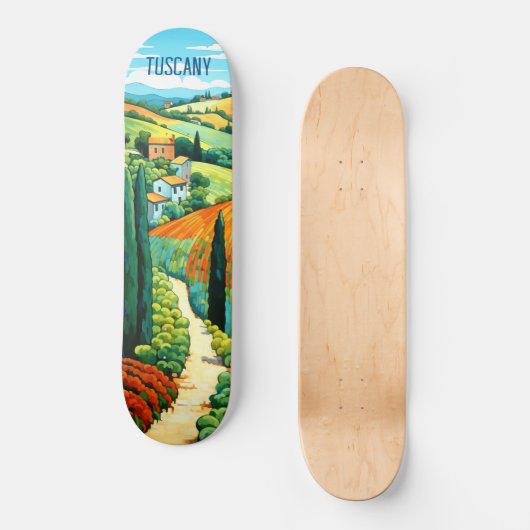 Malerei der Toskana Italien | Art der Reise Skateboard (Vorderseite)
