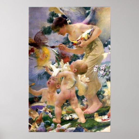 Malerei der Vögel durch Franz Dvorak Poster (Vorne)