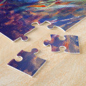 Malerei der weißen Katze mit Parasol im Mohnfeld Puzzle (Seite)