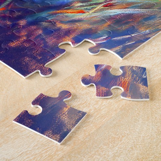 Malerei der weißen Katze mit Parasol im Mohnfeld Puzzle (Seite)