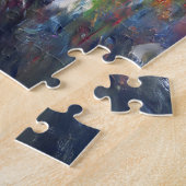 Malerei der weißen Katze mit Parasol im Mohnfeld Puzzle (Seite)